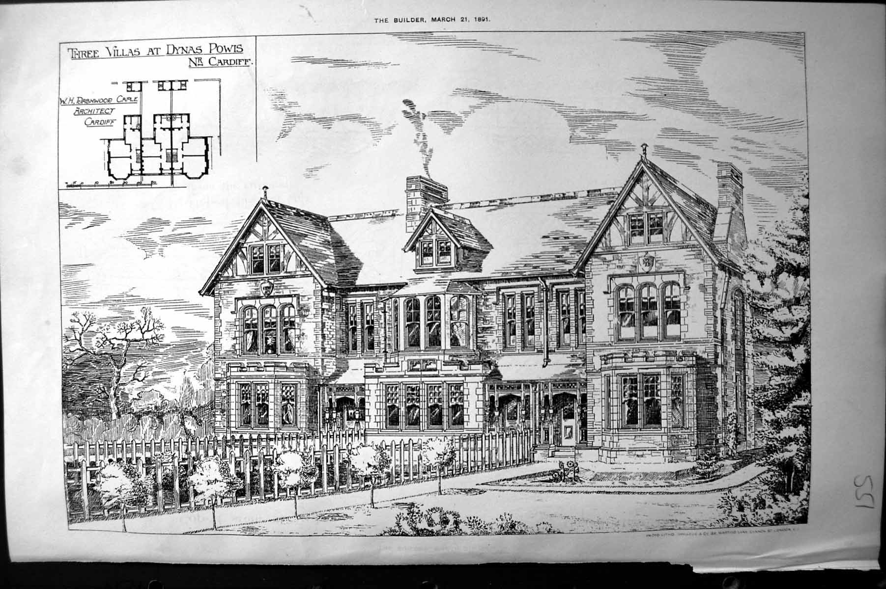 Old Builder 1891 Architecture Three Villas Dynas Powis Cardiff Dashwo Victorian