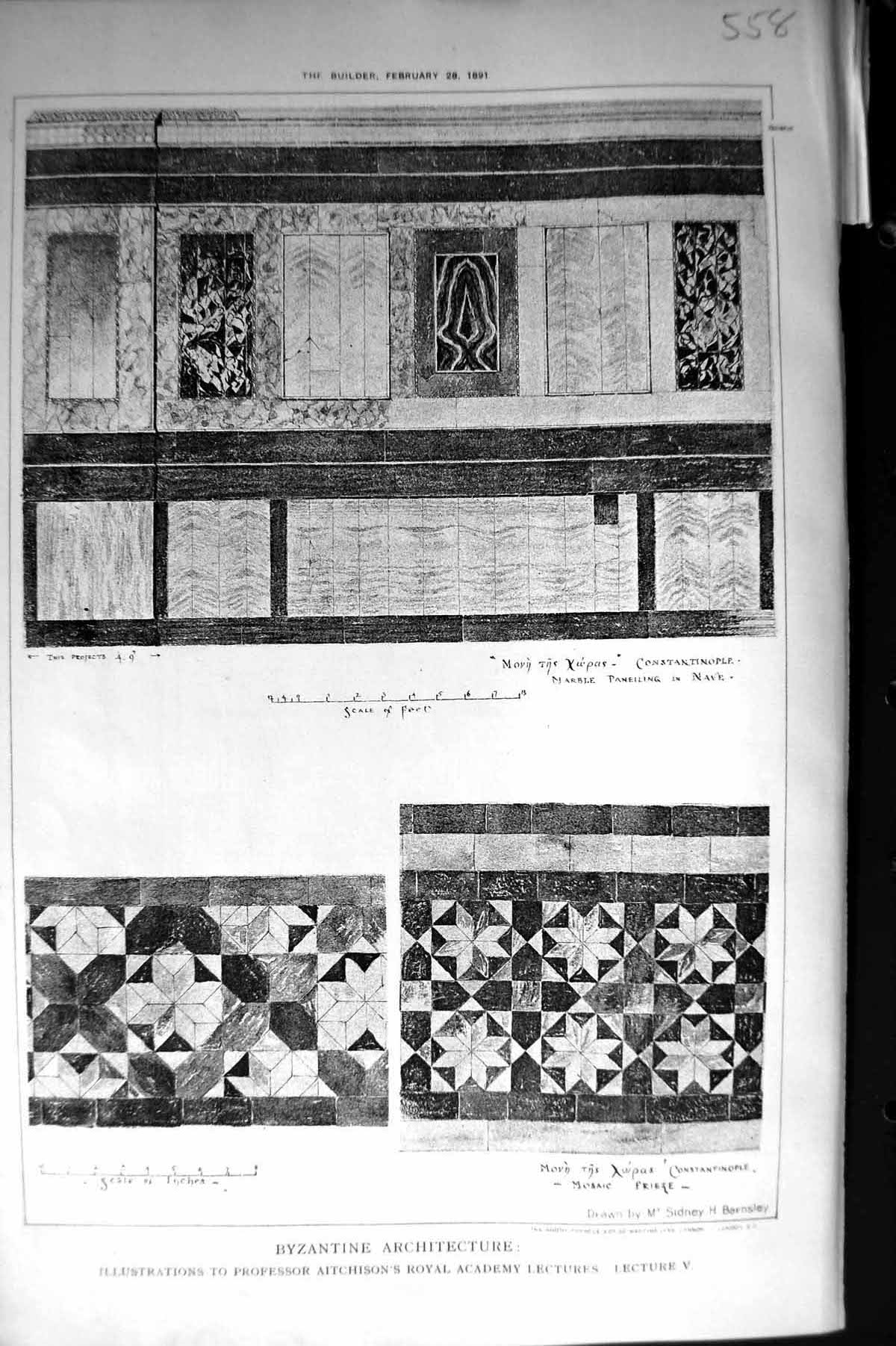 Old Builder 1891 Byzantine Architecture Mosiac Frieze Constantinople Victorian