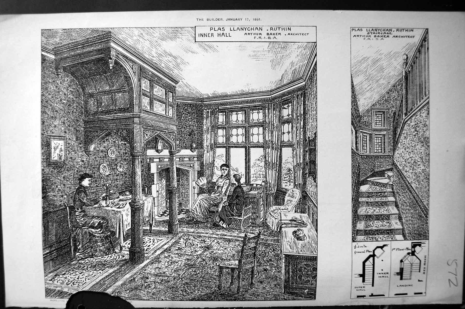 Old Builder 1891 Architecture Inner Hall Llanychan Ruthin Arthur Bake Victorian