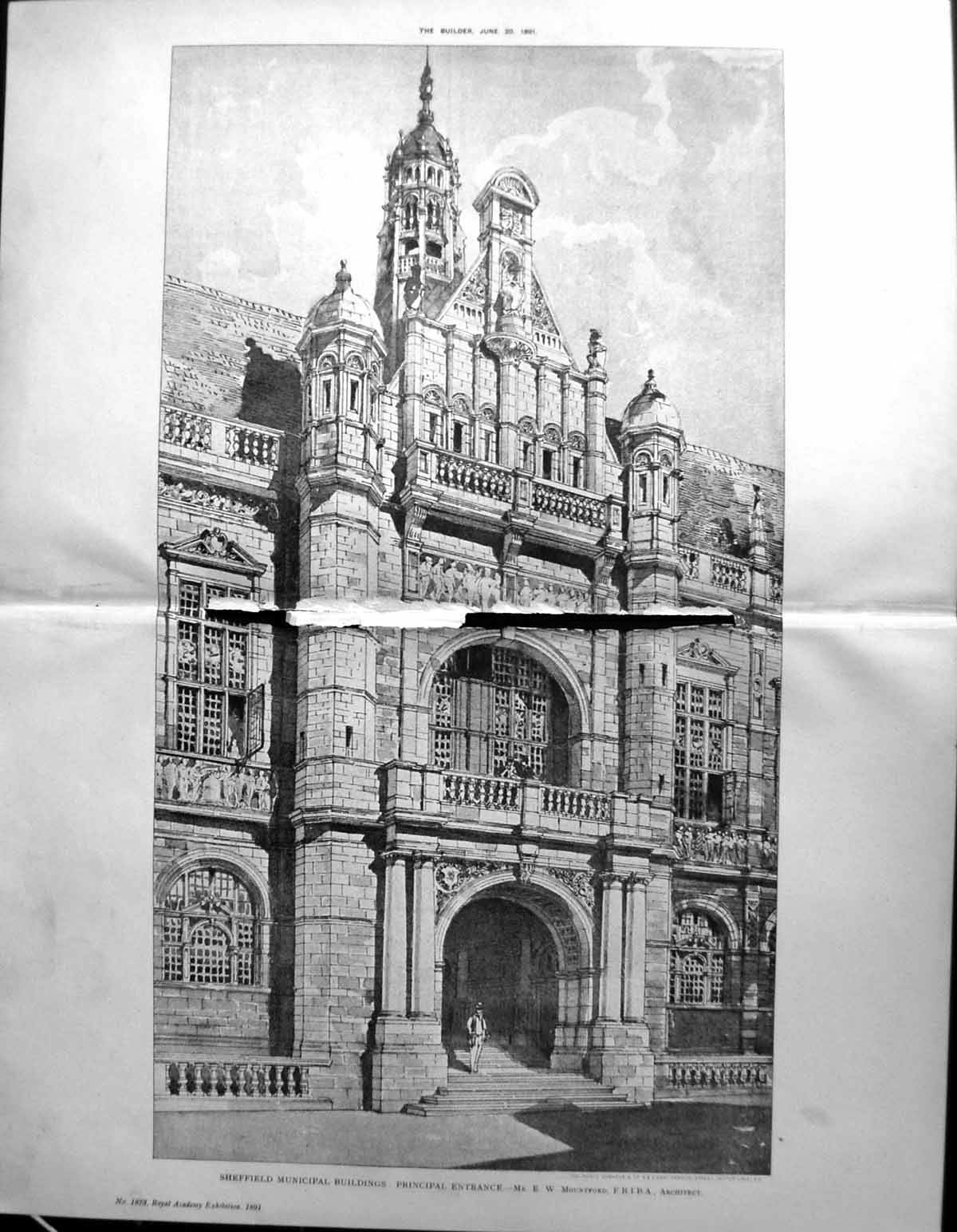Old Damaged Builder 1891 Architecture Sheffield Buildings MountfordVictorian