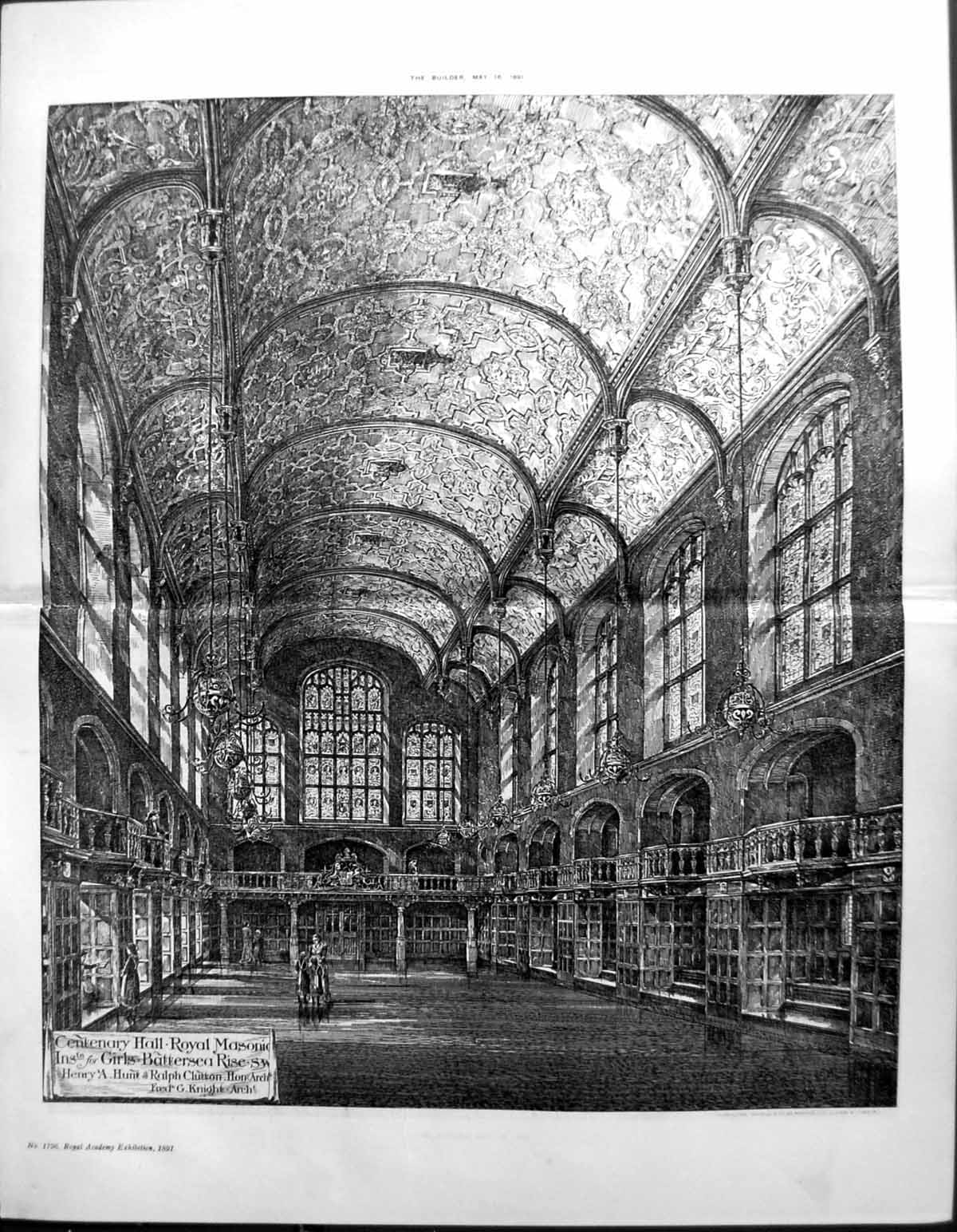 Old Builder 1891 Architecture Centenary Hall Royal Masonic Girls Batt 19th