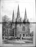 Old Damaged Builder 1891 Architecture Lichfield Cathedral England Bid 19th
