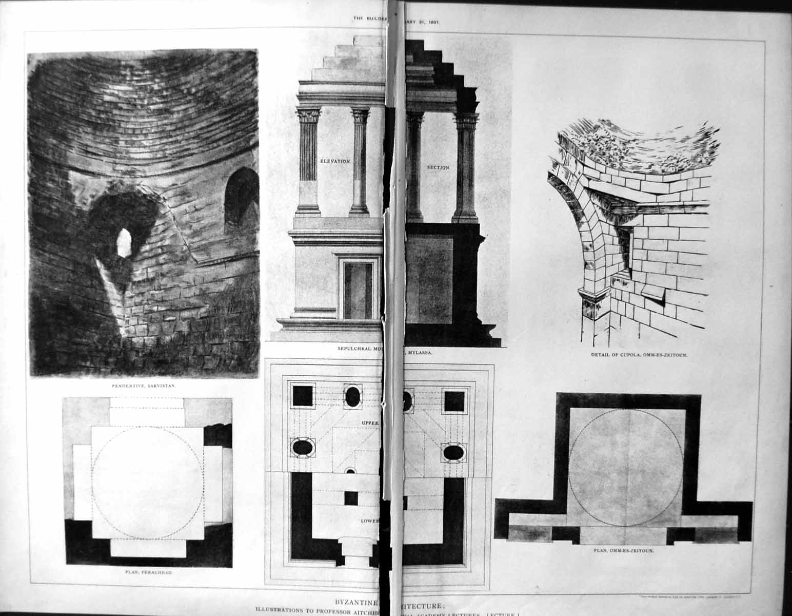Old Damaged Builder 1891 Byzantine Architecture Sarvistan Ferachead C 19th