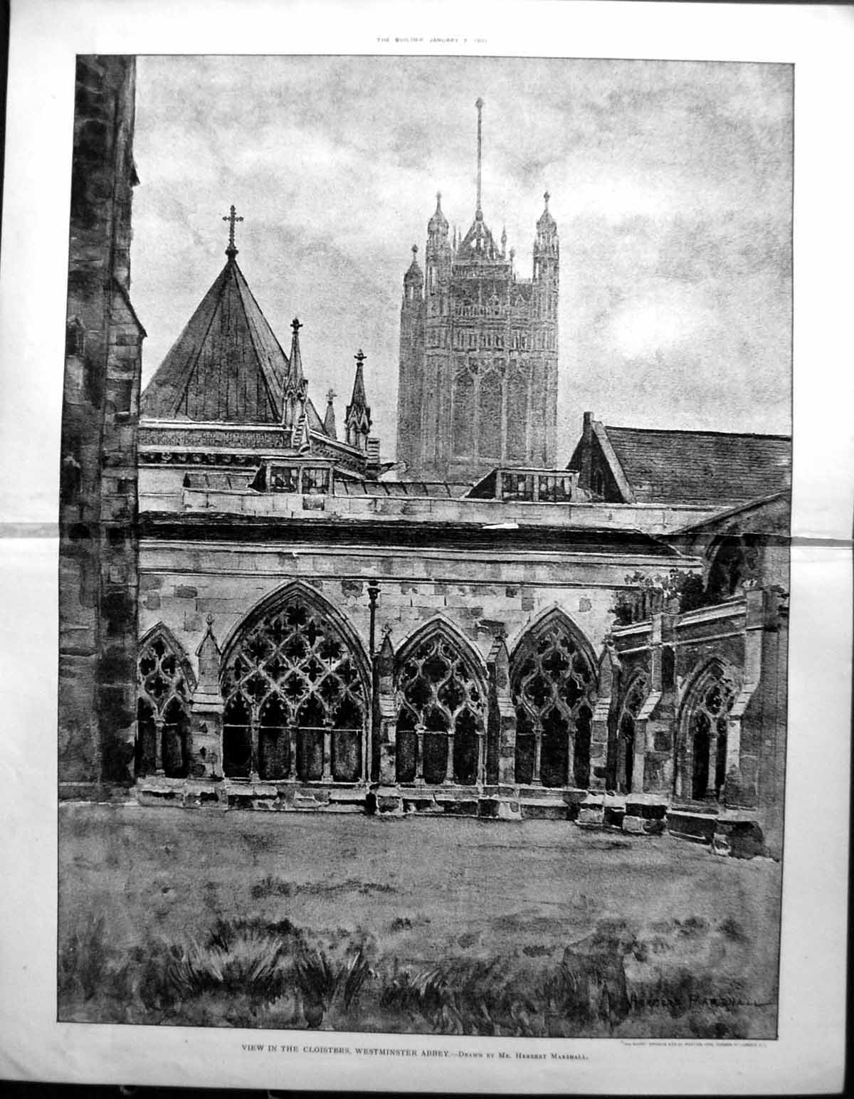 Old Builder 1891 Architecture View Cloisters Westminster Abbey Marsha 19th