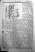 Old Antique Print Gateway Tower College Cholet Builder 1894 Architecture 19th