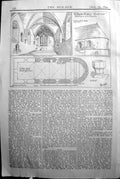 Antique Old Print Wiltham Friary Church Somerset Builder 1894 Architecture 19th