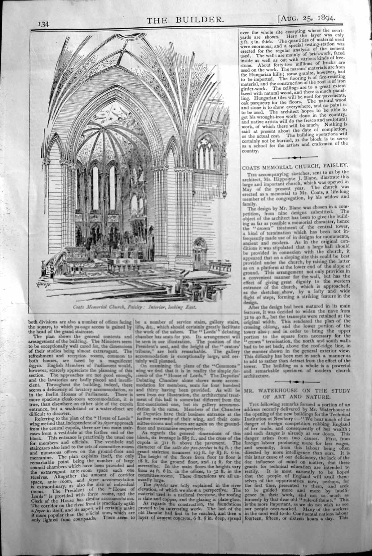 Old Coats Memorial Church Paisley Interior Builder 1894 Architecture Victorian