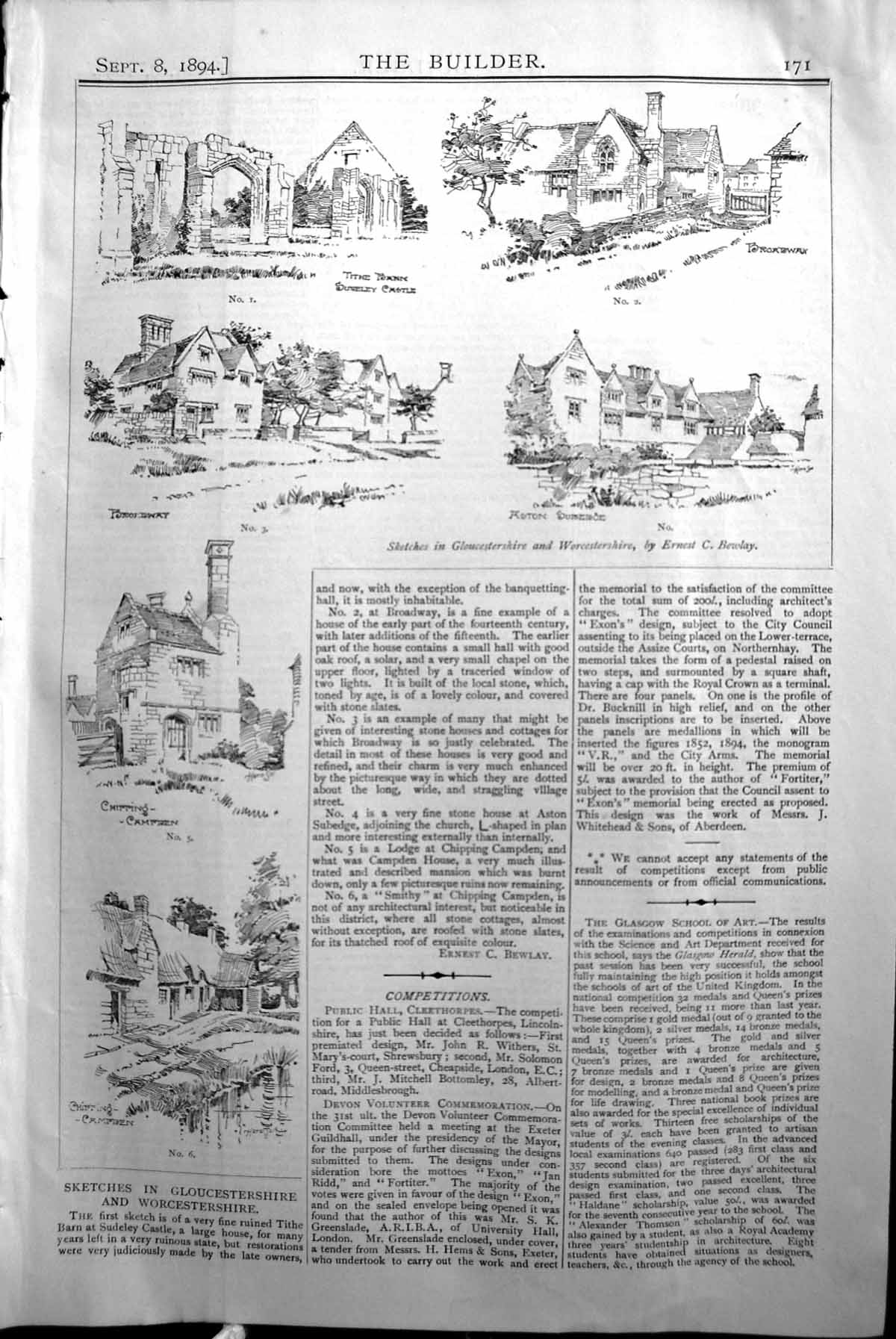 Old Gloucestershire Worcestershire Houses Castle Builder 1894 Archite Victorian