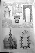 Old Front Elevation Gol Church Plan Capital Borgund Builder 1894 Arch Victorian