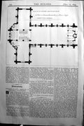 Old Antique Print Plan St. Aidan Walton-Le-Dale Builder 1894 Architecture 19th