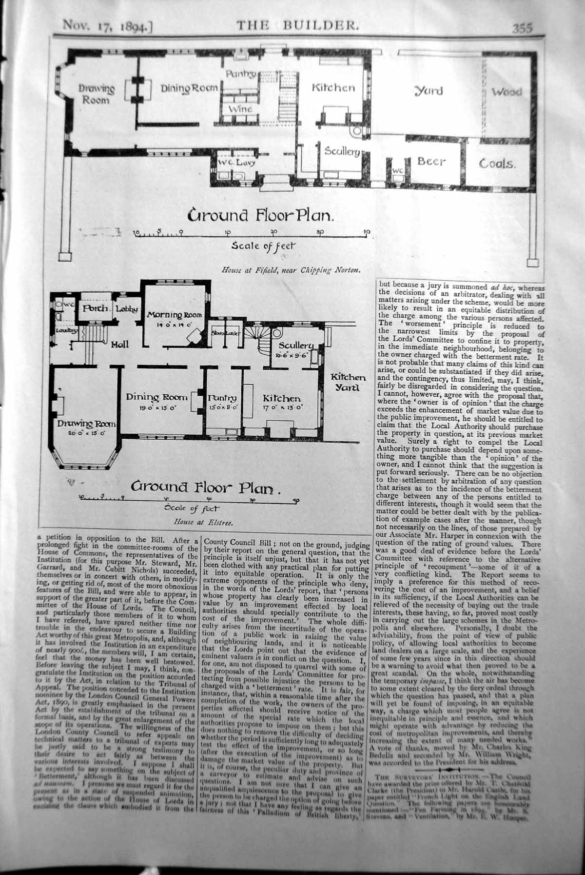 Old Ground Floor Plan House Elstree Fifield Chipping Builder 1894 Arc Victorian