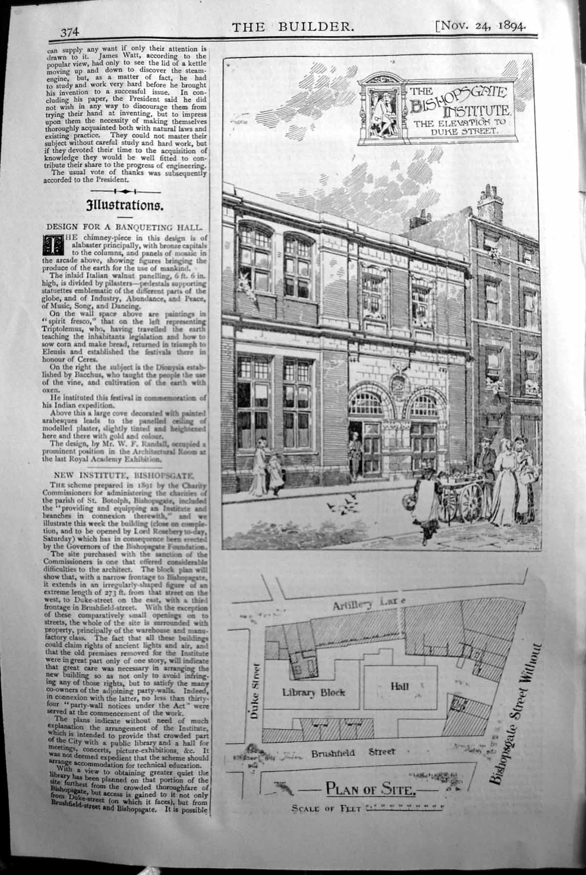 Old Bishopsgate Institute Duke Street Plan Builder 1894 Architecture Victorian