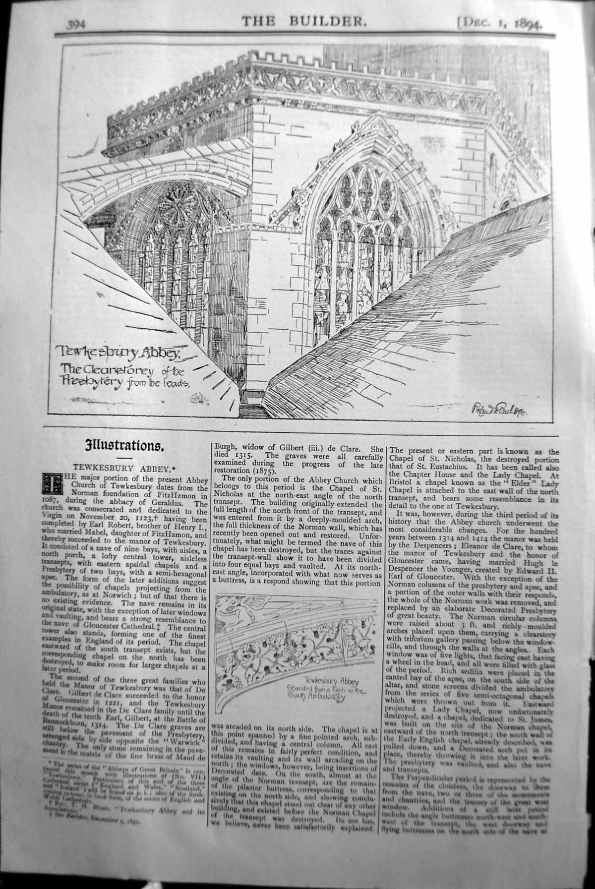 Old Tewkesbury Abbey Clear Storey Presbytery Builder 1894 Architectur Victorian