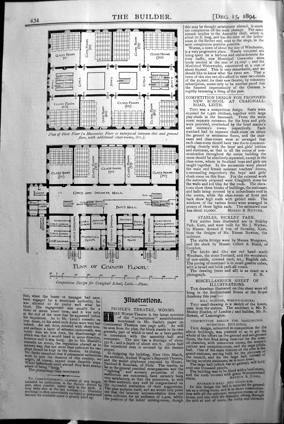 Old Plan Ground Floor Plan Craighall School Leith Builder 1894 Archit Victorian