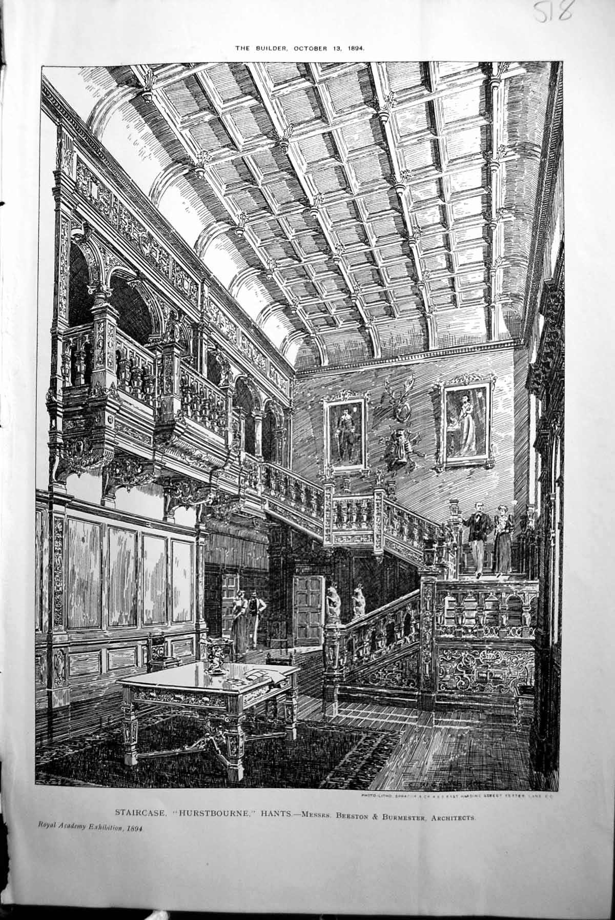 Old Staircase Hurstbourne Hants Beeston Burmester Builder 1894 Archit Victorian