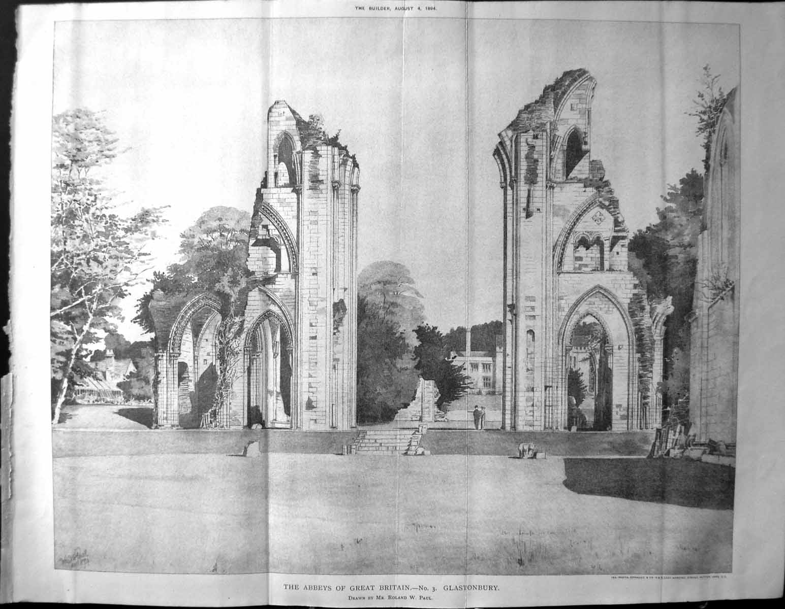 Old Glastonbury Abbey Great Britain Roland Paul Builder 1894 Architec 19th