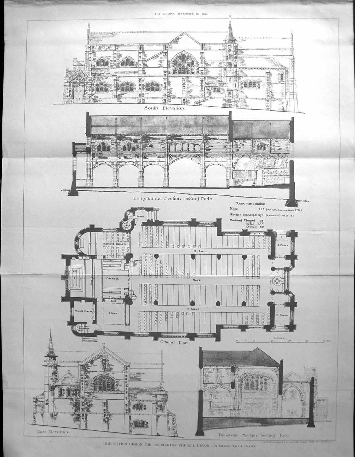 Old Builder 1894 Architecture Design Cockington Church Devon HarveyVictorian