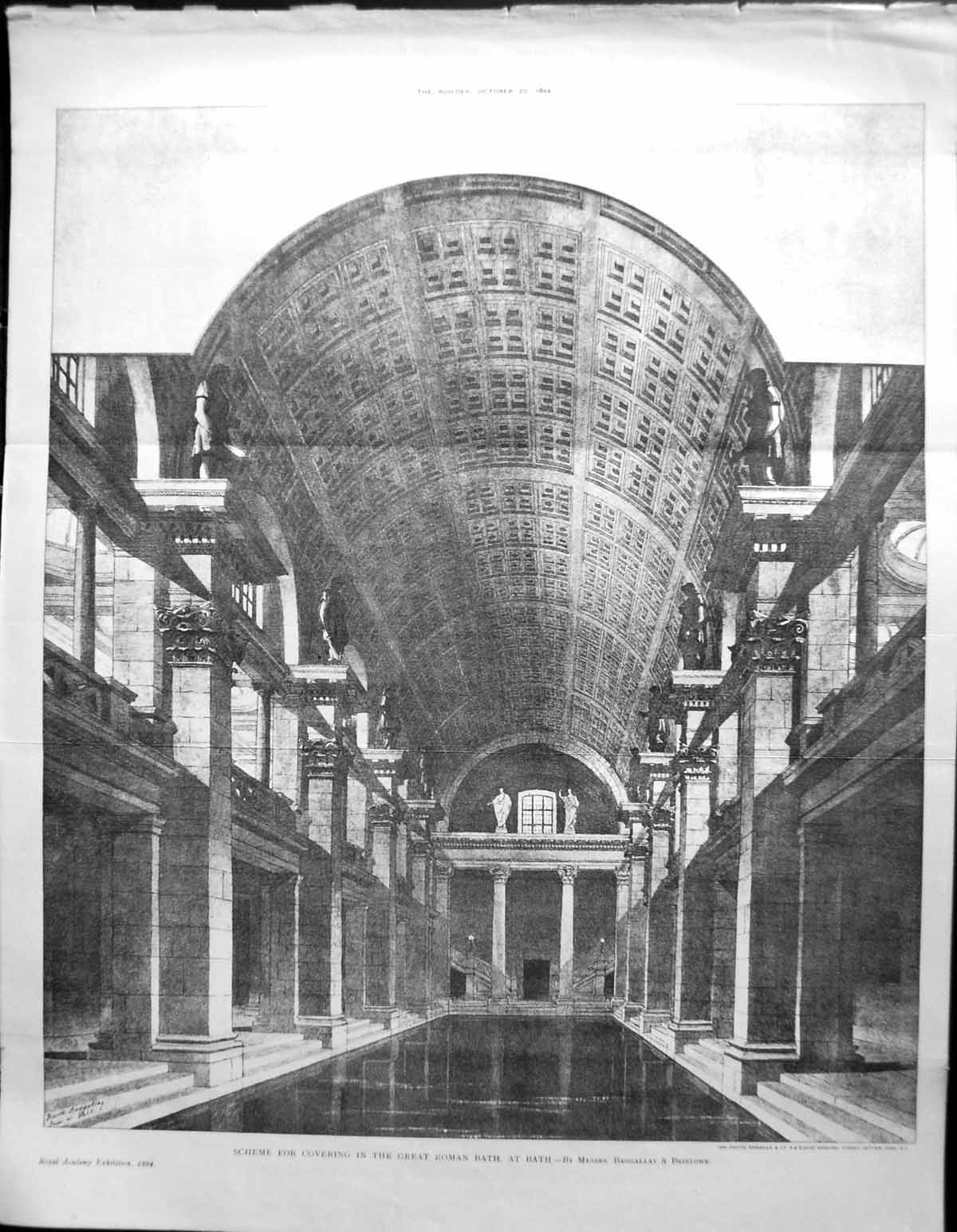 Old Builder 1894 Architecture Scheme Covering Great Roman Bath Baggal 19th