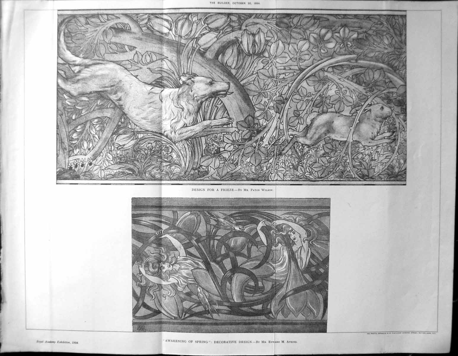 Old Builder 1894 Design Frieze Paton Wilson Awakening Spring Edward A 19th