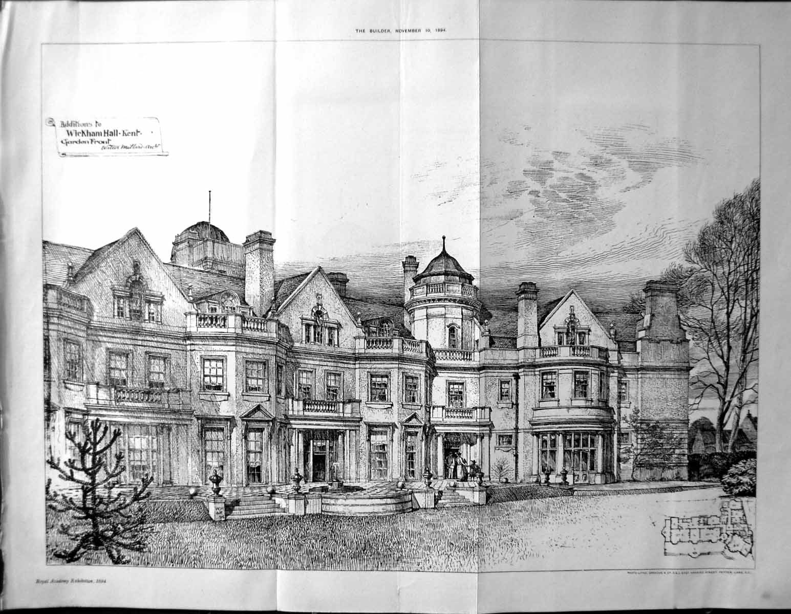 Old Builder 1894 Architecture Wickham Hall Kent Garden Front MillardVictorian