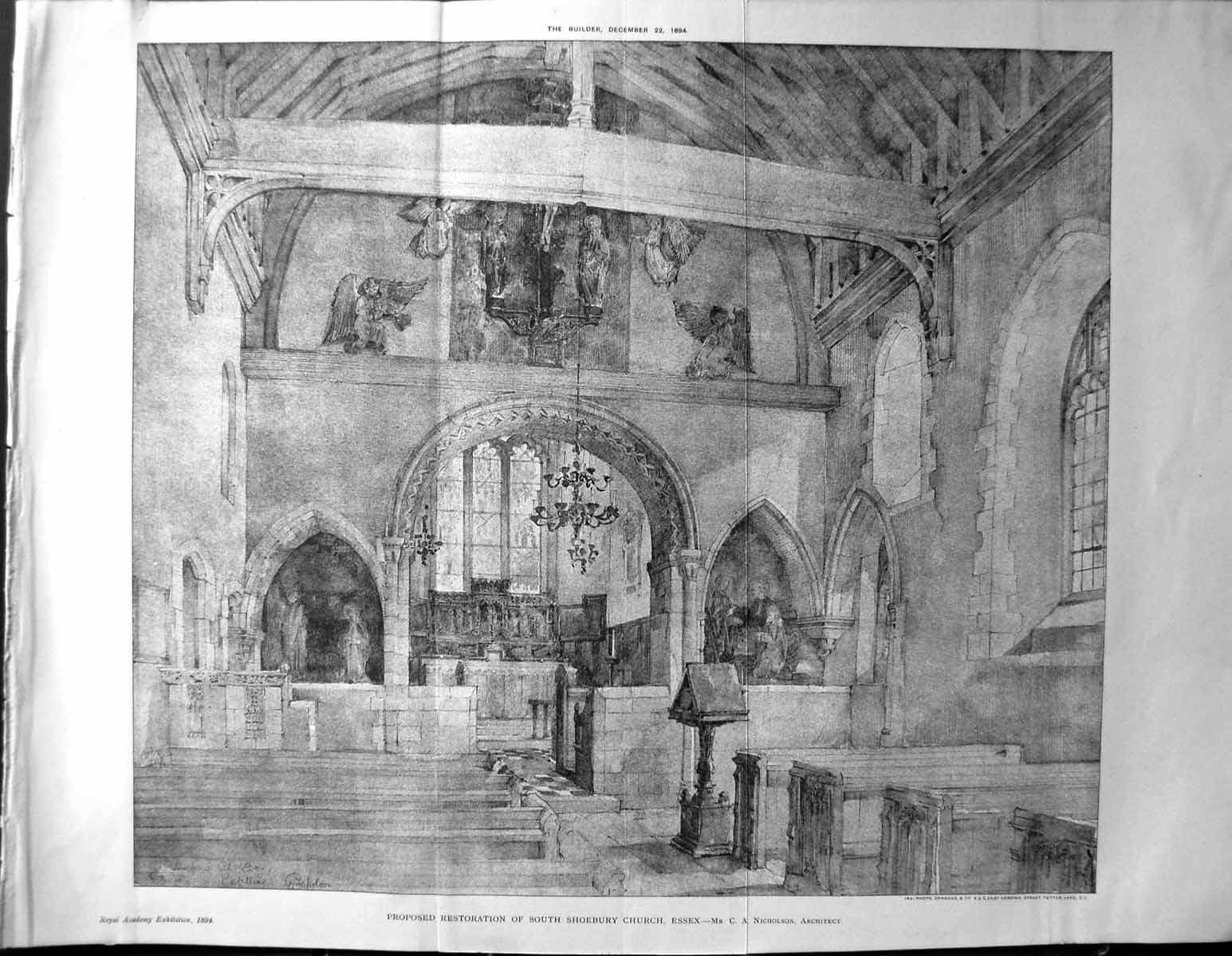 Old Builder 1894 Architecture Restoration Shoebury Church Essex Nicho 19th