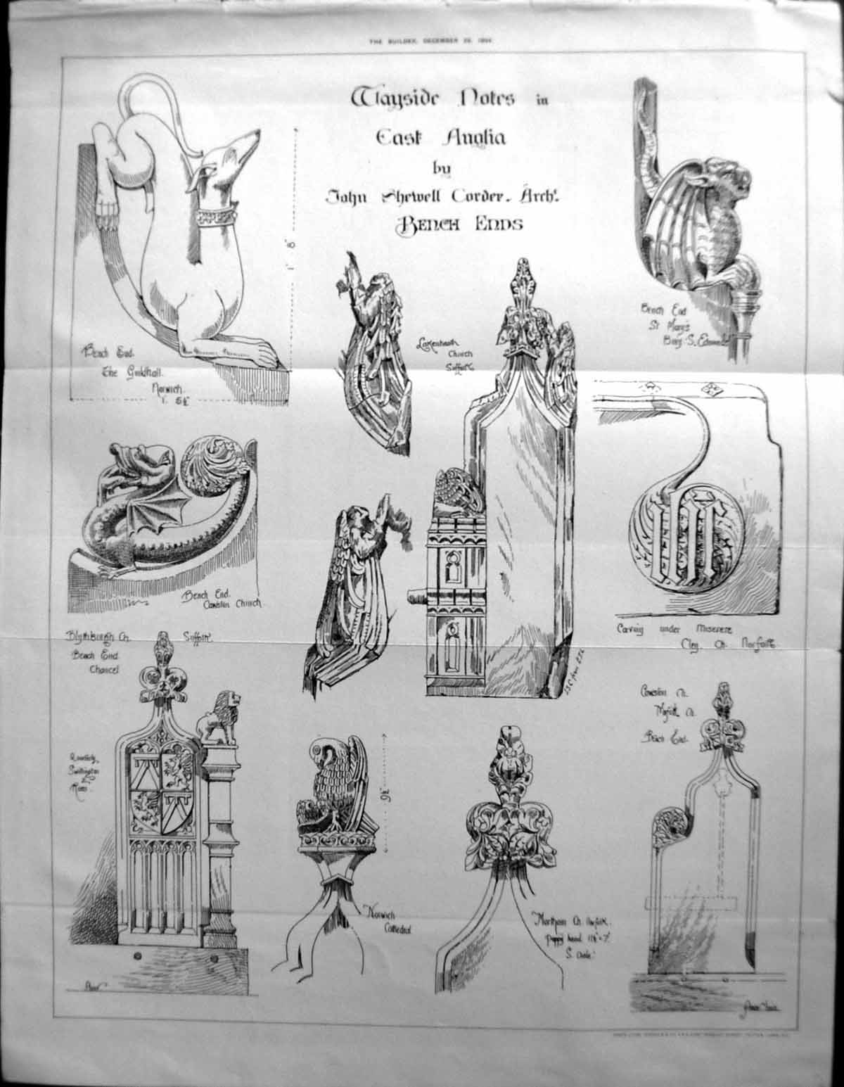 Old Builder 1894 Architecture John Sherwell Corder Bench Ends AngliaVictorian