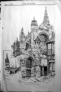 Antique Print Western Faáade Notre Dame Cathedral Builder 1896 Architecture