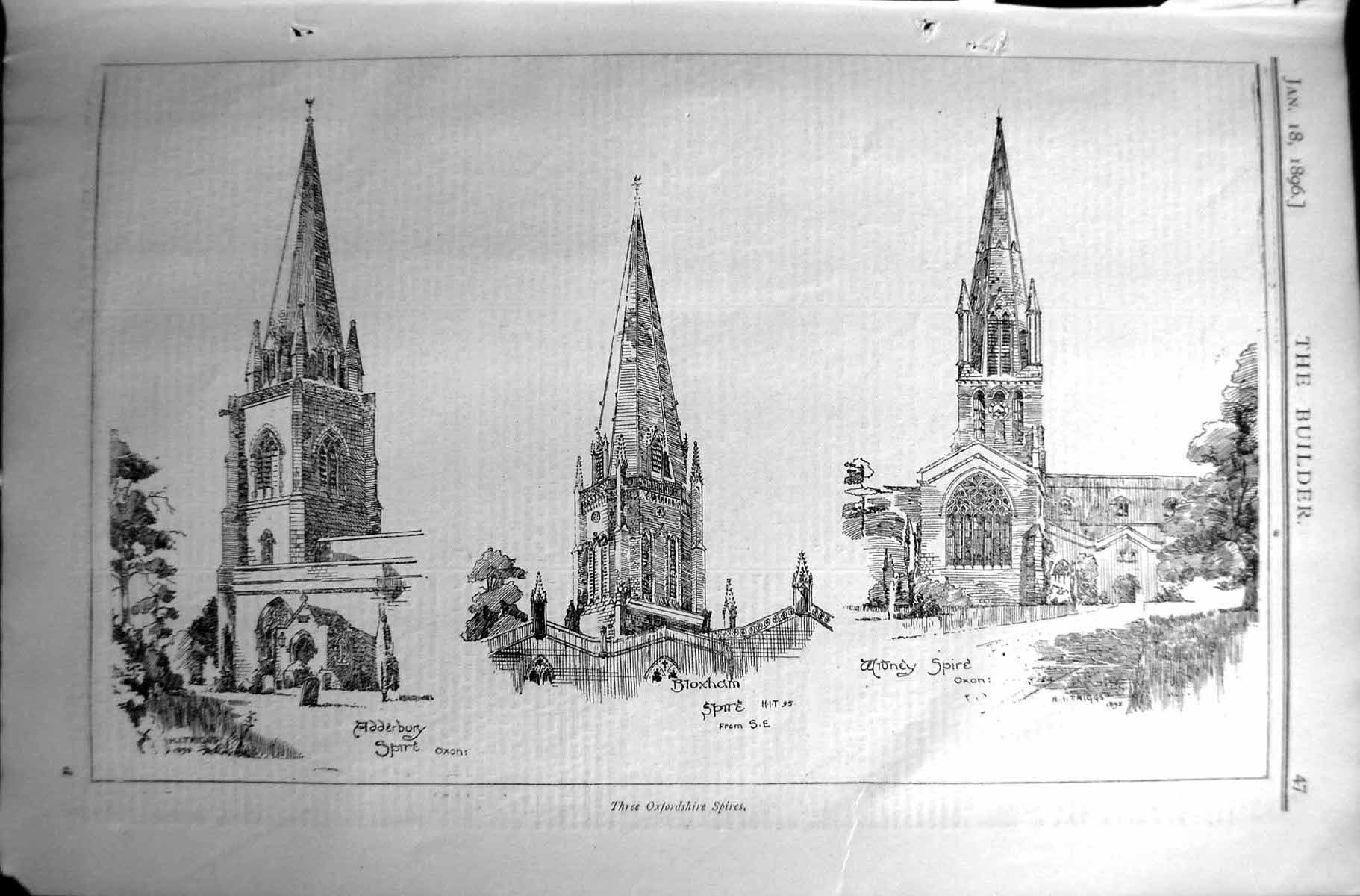 Old Builder 1896 Architecture Oxfordshire Spires Bloxham Oxon Abberbu Victorian