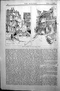 Old Antique Print Builder 1896 Architecture Houses Caudebec Turner Powell 19th
