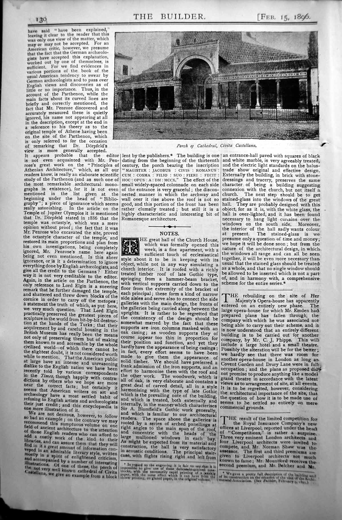 Old Builder 1896 Architecture Photograph Porch Cathedral Civita Caste Victorian