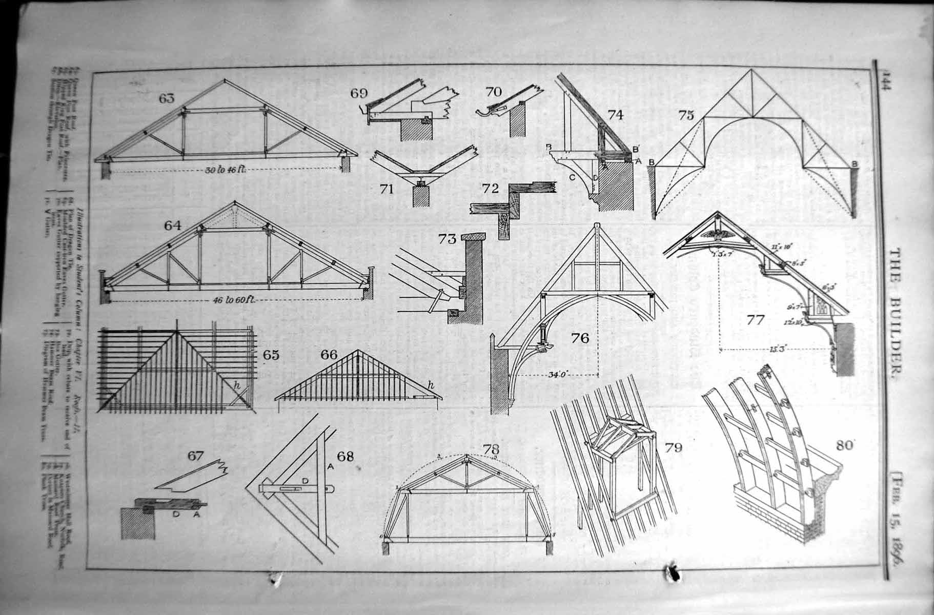 Old Builder 1896 Carpentry Illustration Students Column Roofs Westmin Victorian