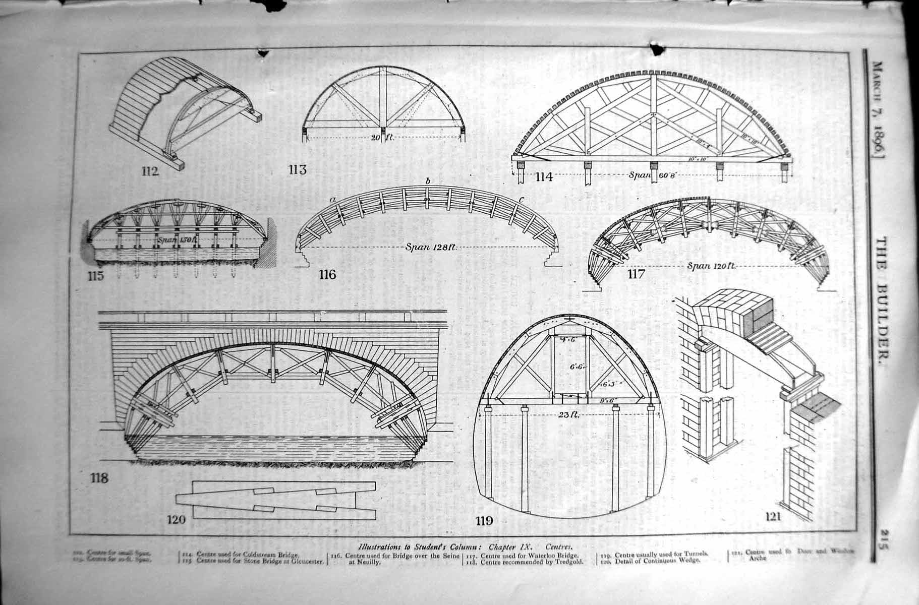 Old Illustrations Student Column Woodwork Centres Bridge Tunnels Buil