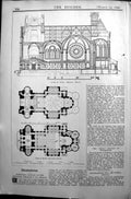 Old Builder 1896 Architecture Plan Berlin Memorial Church Emperor Wil Victorian