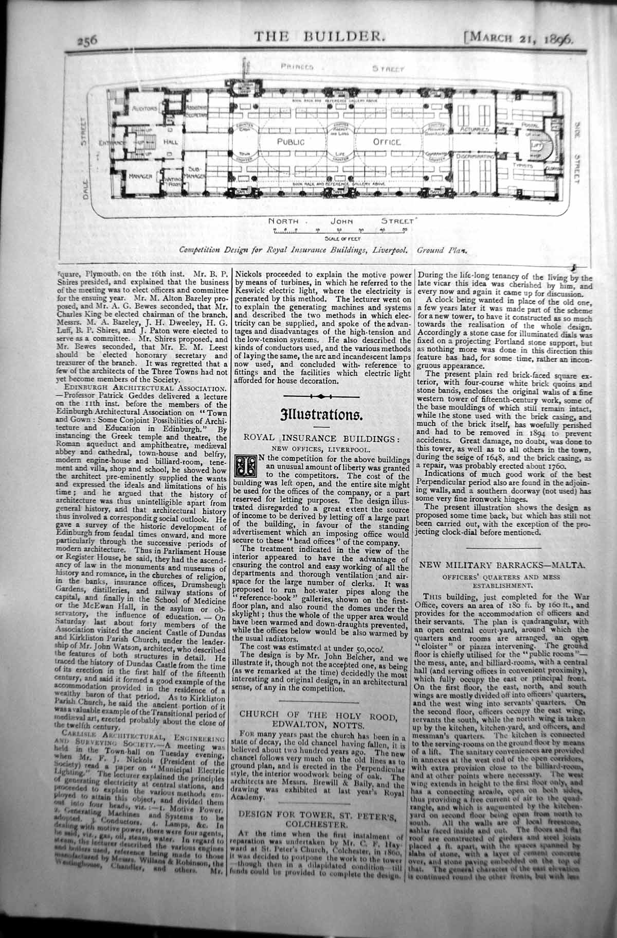 Old Design Plan Royal Insurance Buildings Liverpool Builder 1896 Arch Victorian
