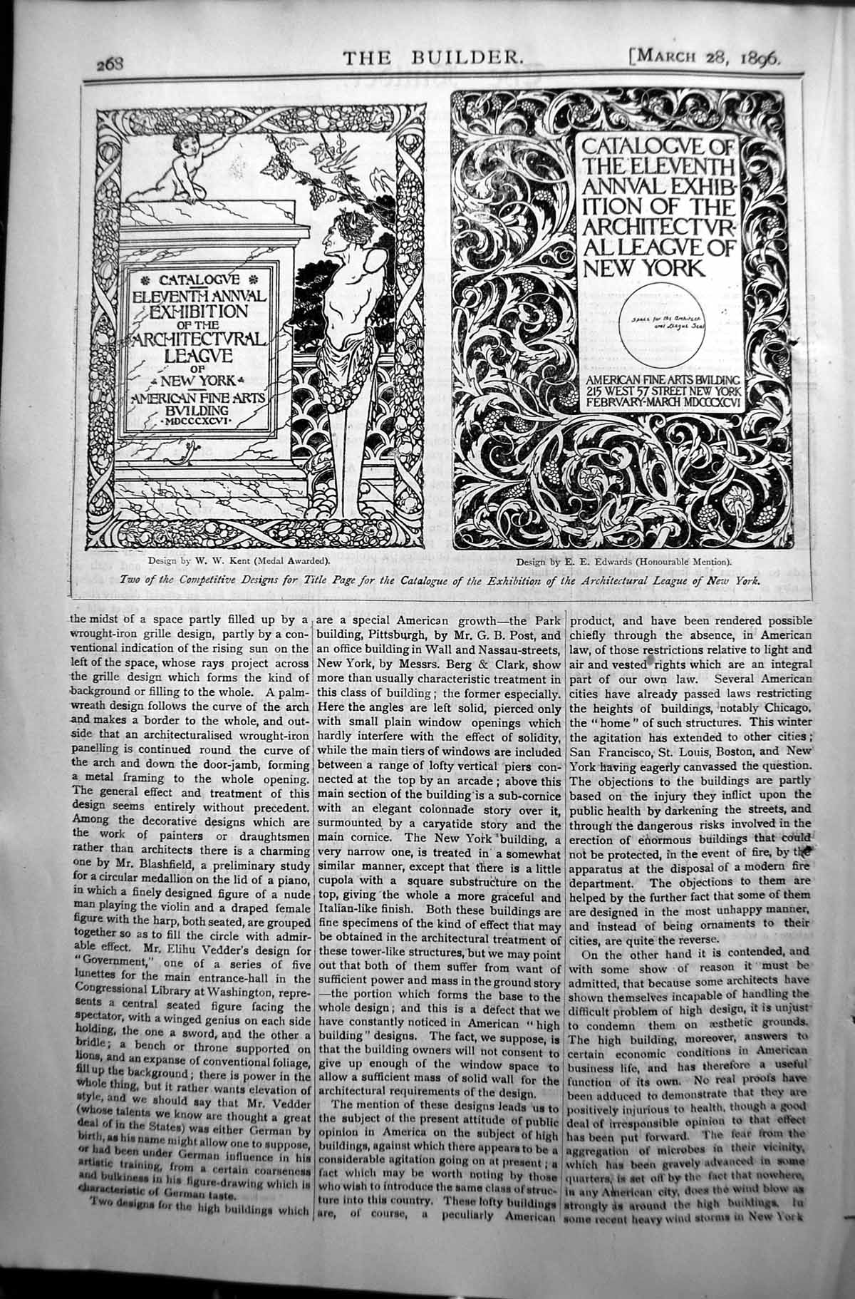 Old Builder 1896 Designs Catalogue Exhibition Architectural New York Victorian
