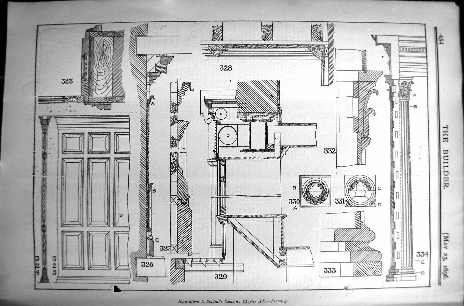 Old Illustrations Students Joinery Framing Woodwork Builder 1896 Arch Victorian