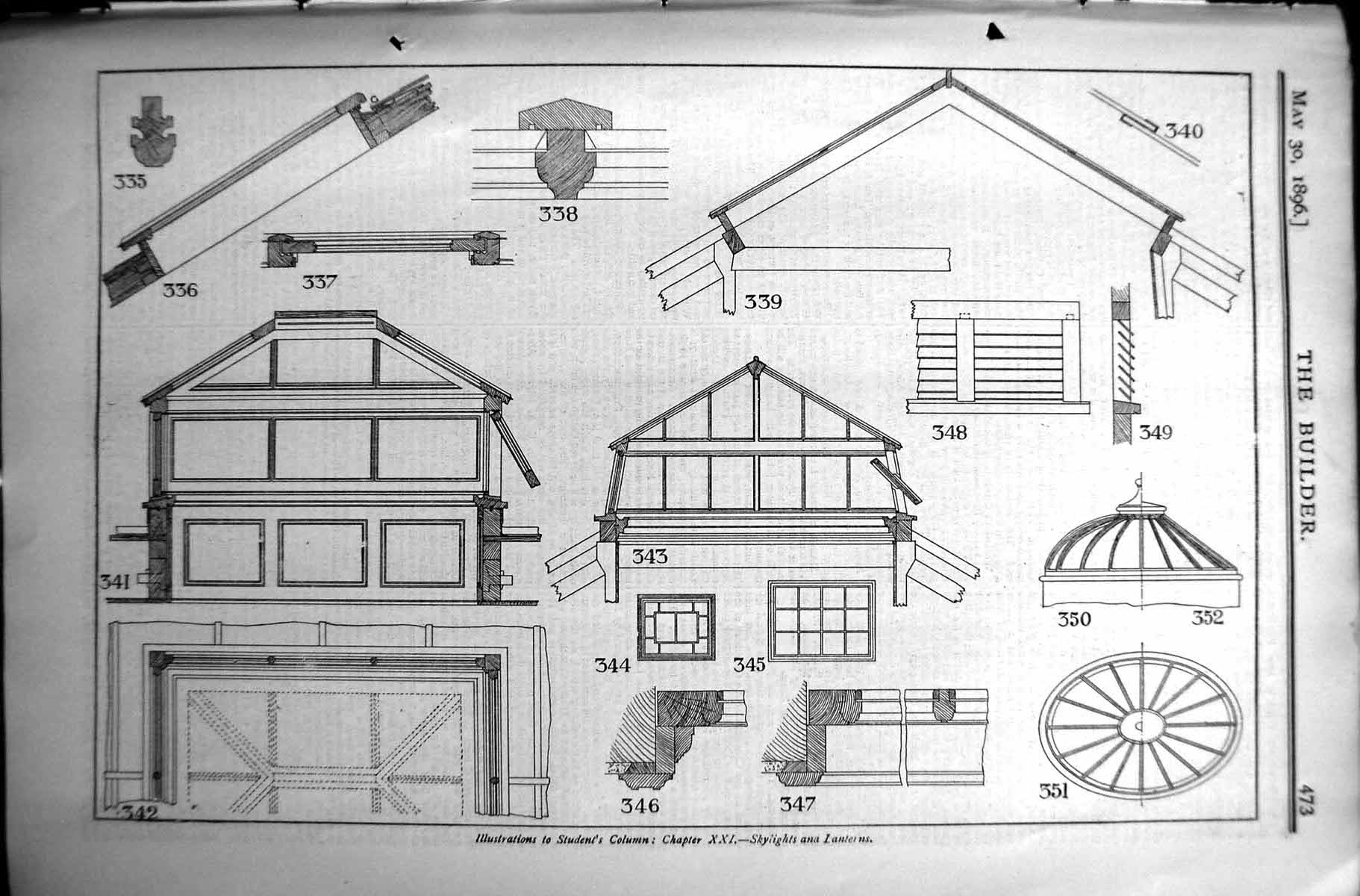 Old Illustrations Students Joinery Skylights Lanterns Builder 1896 Ar Victorian