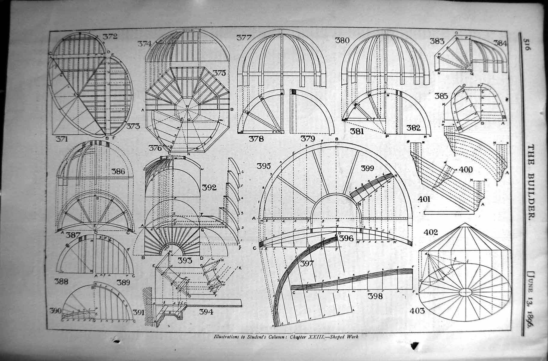 Old Illustrations Students Column Shaped Wood Work Builder 1896 Archi Victorian