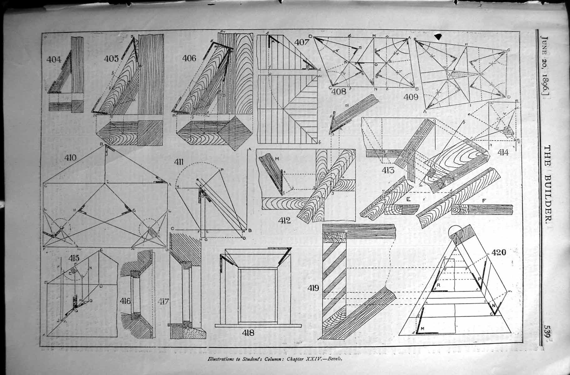 Old Illustrations Students Column Joinery Bevels Builder 1896 Archite Victorian