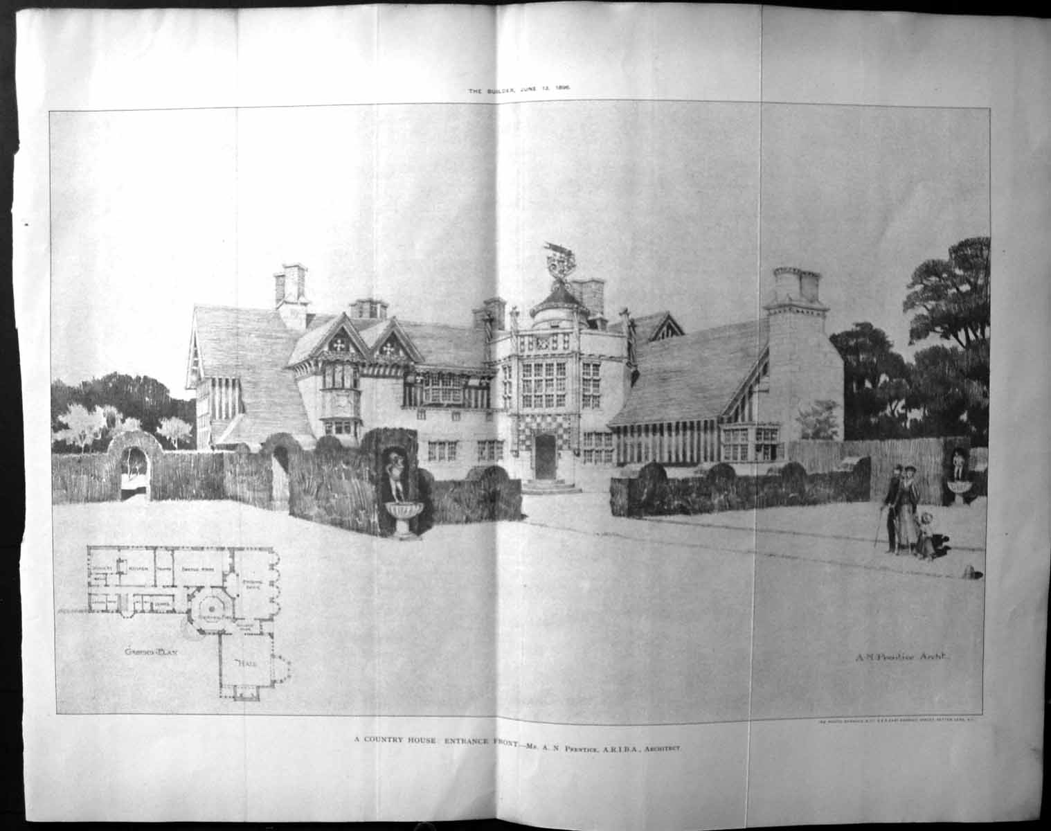 Old Builder 1896 Architecture Country House Front Entrance PrenticeVictorian