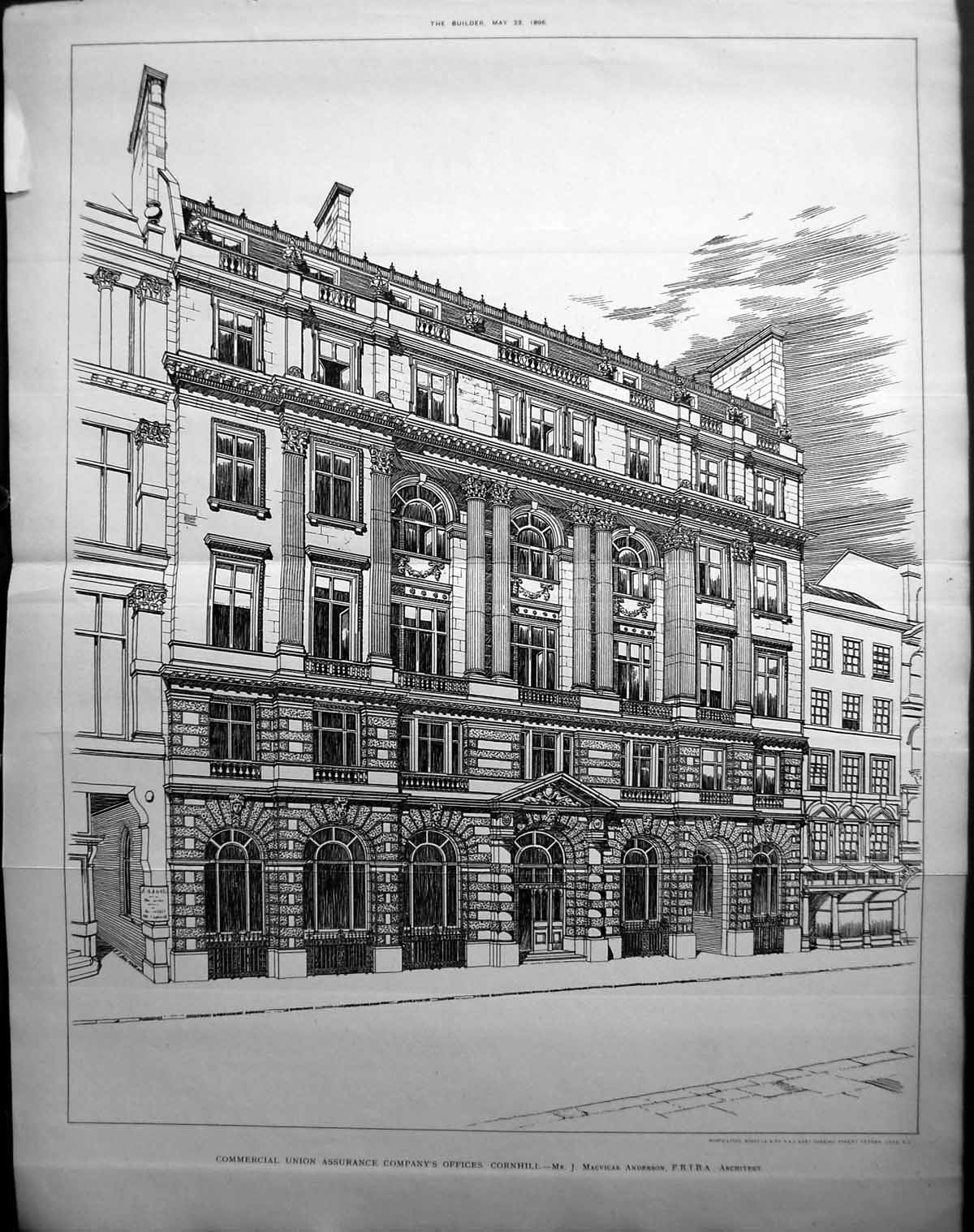 Old Commercial Union Assurance Office Cornhill Anderson Builder 1896Victorian