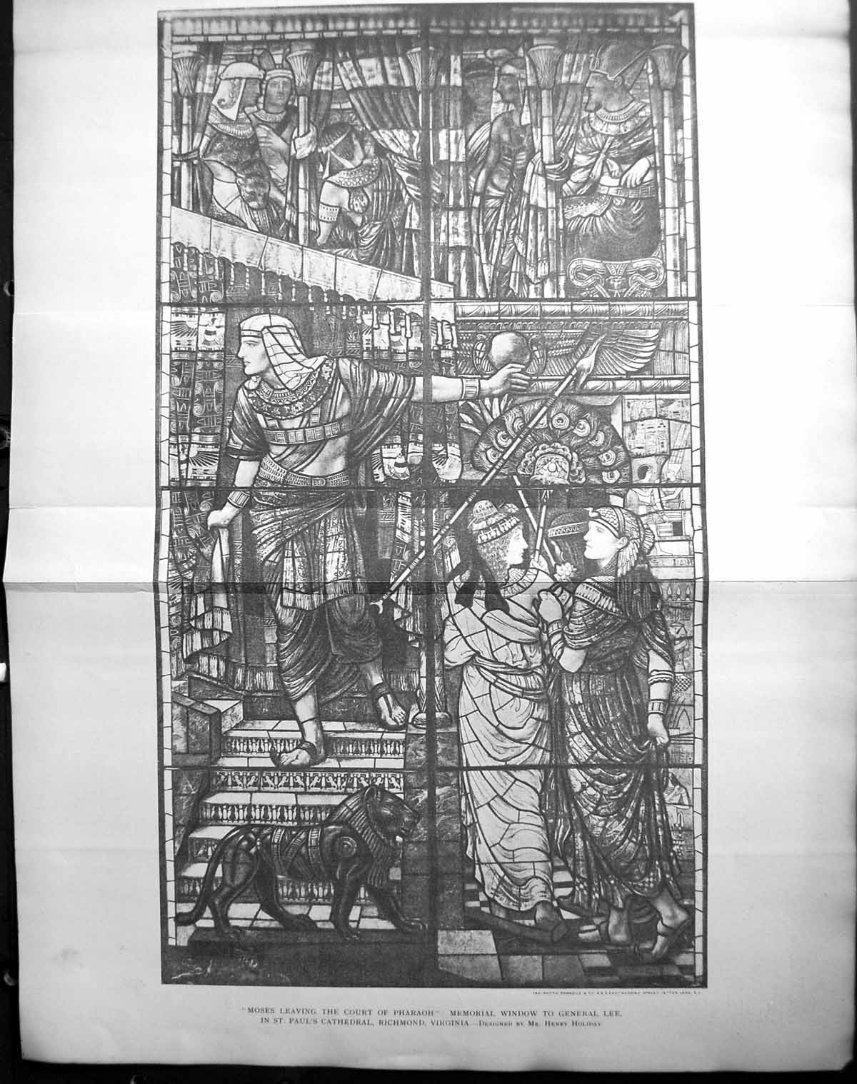 Old 1896 Moses Leaving Court Pharaoh Memorial Window General Lee Paul 19th