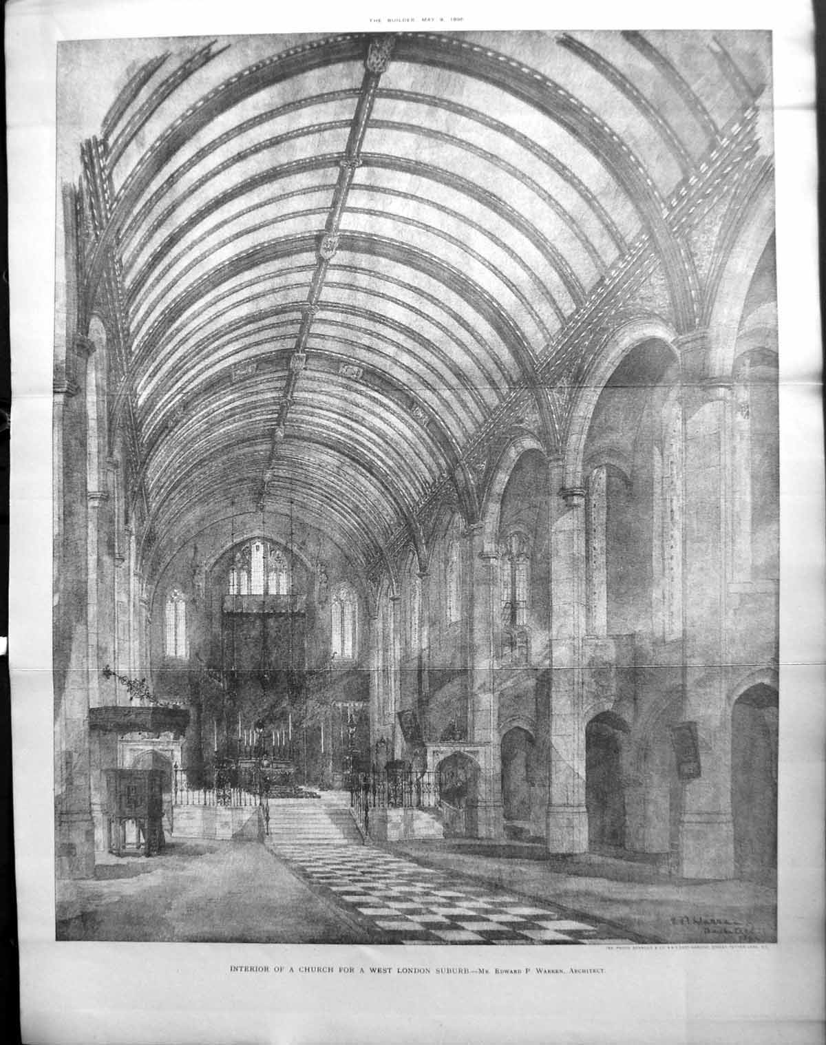 Old Builder 1896 Architecture Interior Church London Suburb Edward Wa 19th