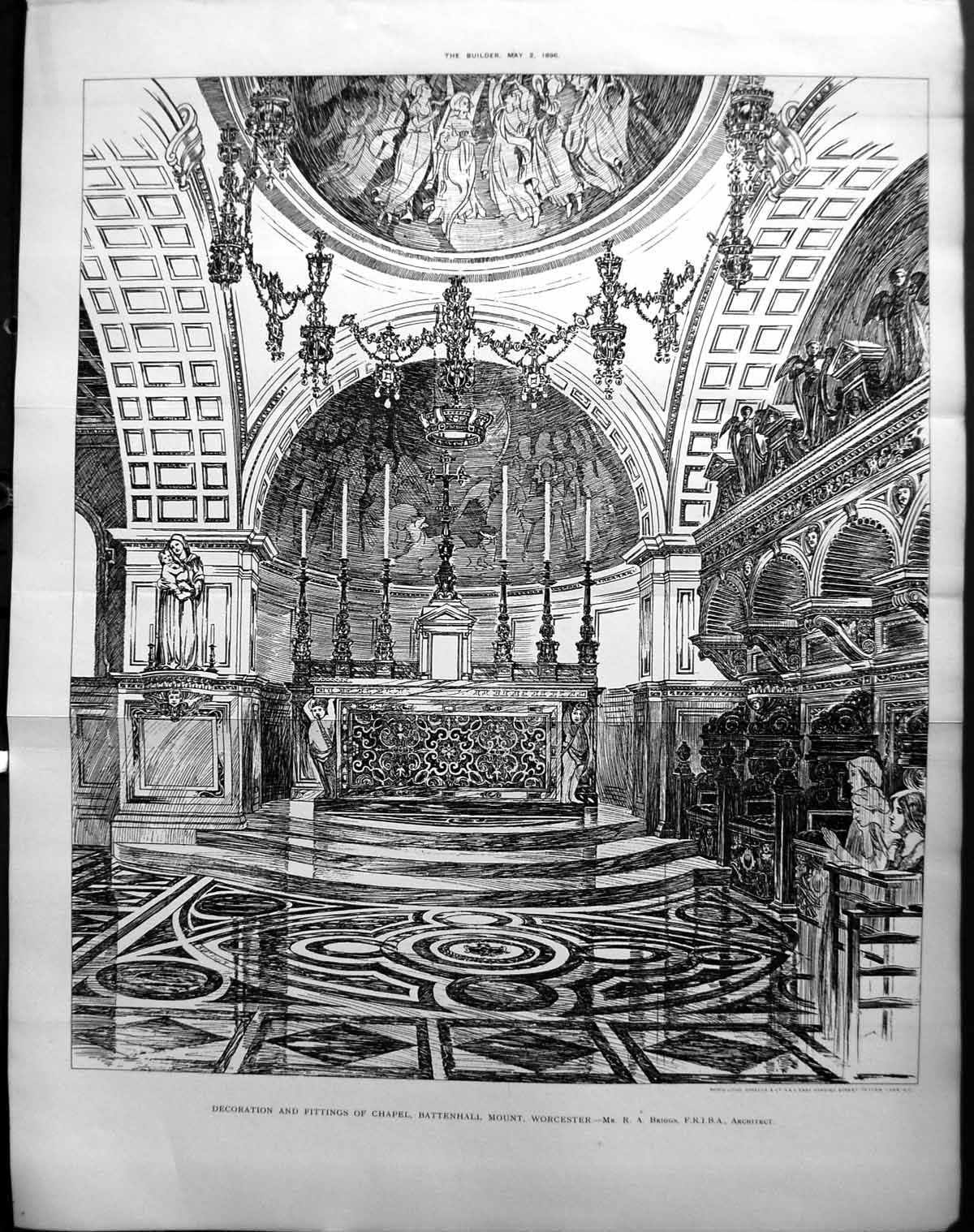 Old Builder 1896 Decoration Fittings Chapel Battenhall Mount Worceste 19th