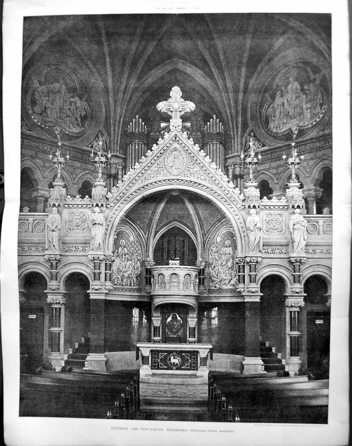 Old Interior Ring-Kirchie Wiesbaden Professor Otzen Builder 1896 Arch 19th