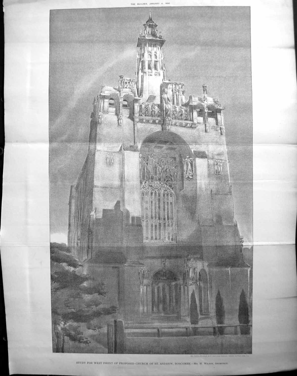 Old Builder 1896 Architecture Front Proposed Church St. Andrew Boscom 19th