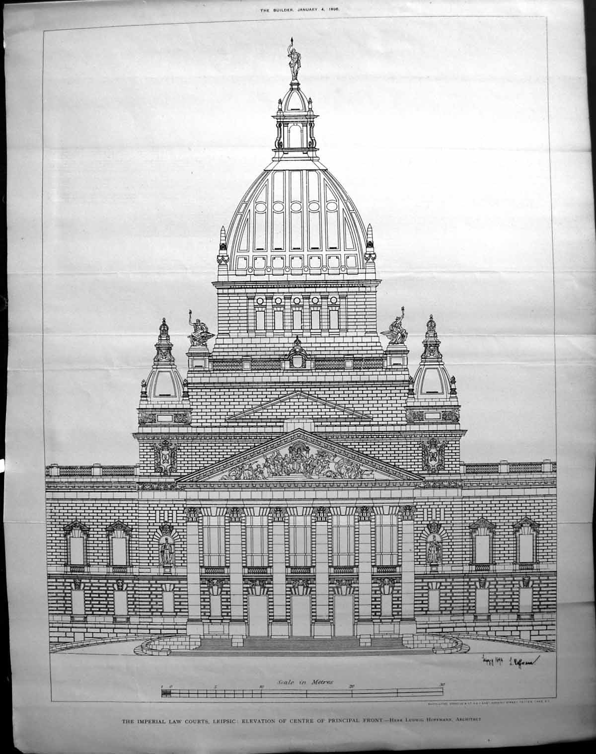 Old Builder 1896 Architecture Imperial Law Courts Leipsic Ludwig Hoff 19th