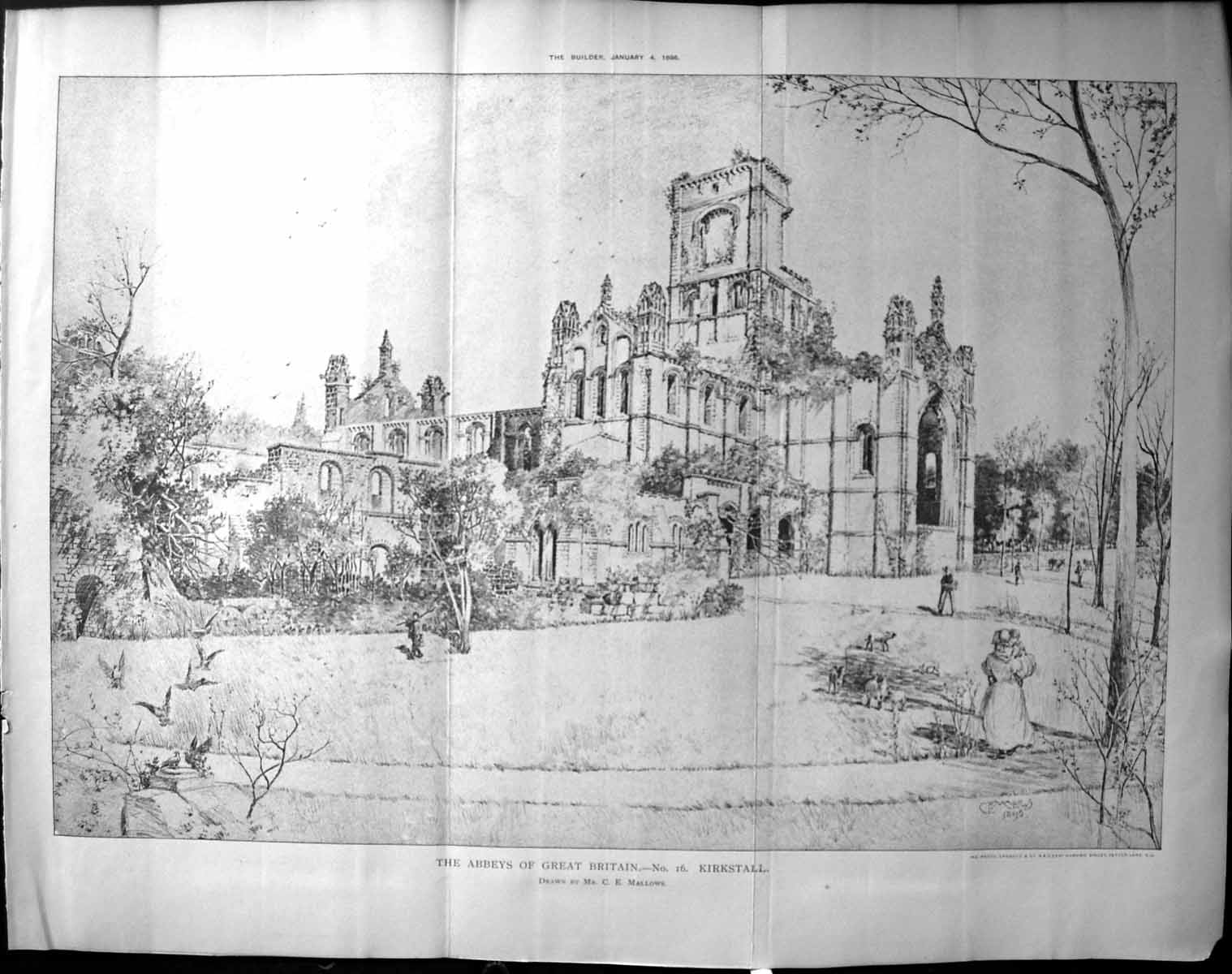 Old Builder 1896 Architecture Kirkstall Abbey Great Britain MallowsVictorian