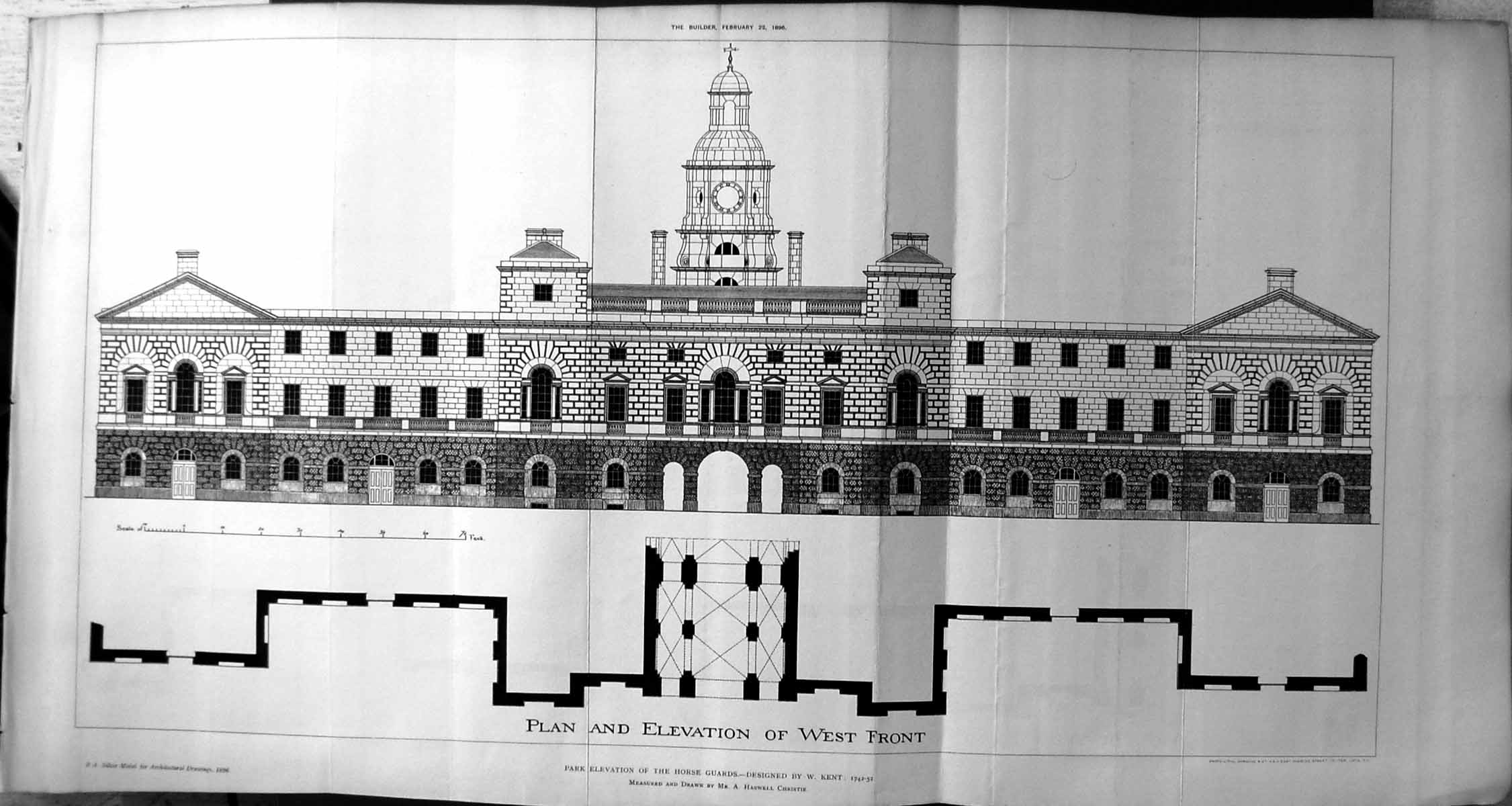 Old Plan Park Elevation Horse Guards Christie Builder 1896 Architectu 19th
