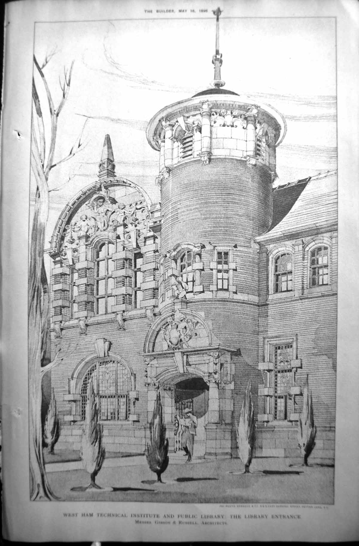 Old Builder 1896 Architecture West Ham Technical Institute Library Gi Victorian